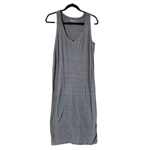 Everlane Striped Midi Tank Dress in white/navy